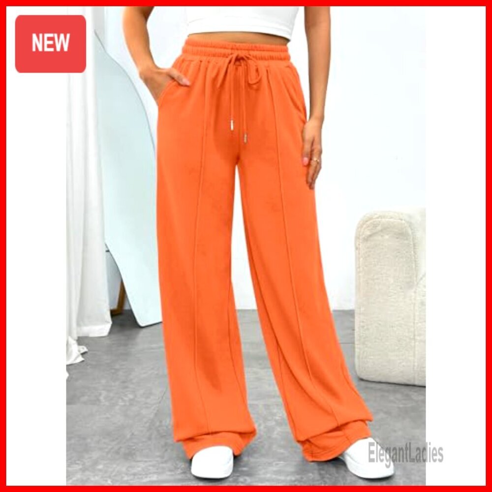 Wide Leg Sweatpants High Rise Baggy Lounge Athletic Pants Comfy Joggers - Picture 2 of 6